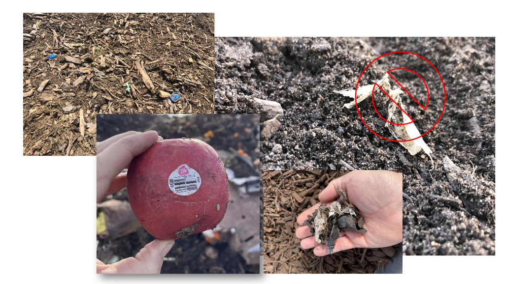 Example 3 of produce sticker contamination from in compost piles. Credit: A1 Organics