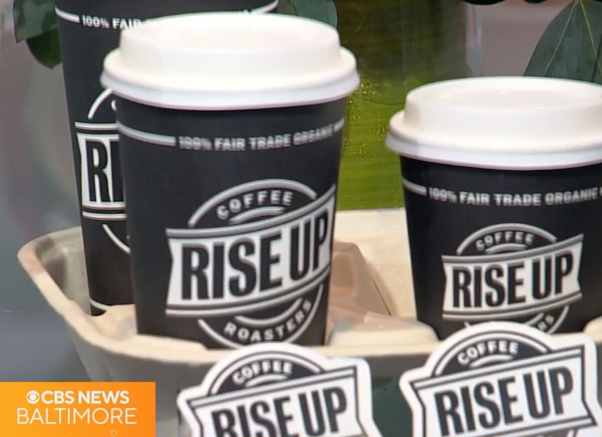Better Earth Custom Cups and Rise Up Coffee on CBS Baltimore