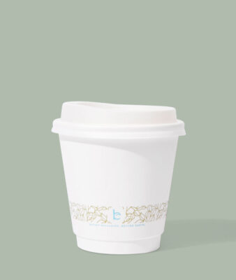 8oz Compostable Double Wall Squat Hot Cup, PLA Lined, 500/cs