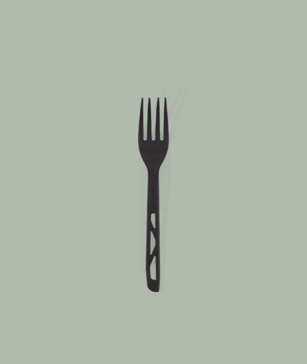 Fork,  Medium Weight Black – Bulk CPLA Compostable Cutlery 1000/case