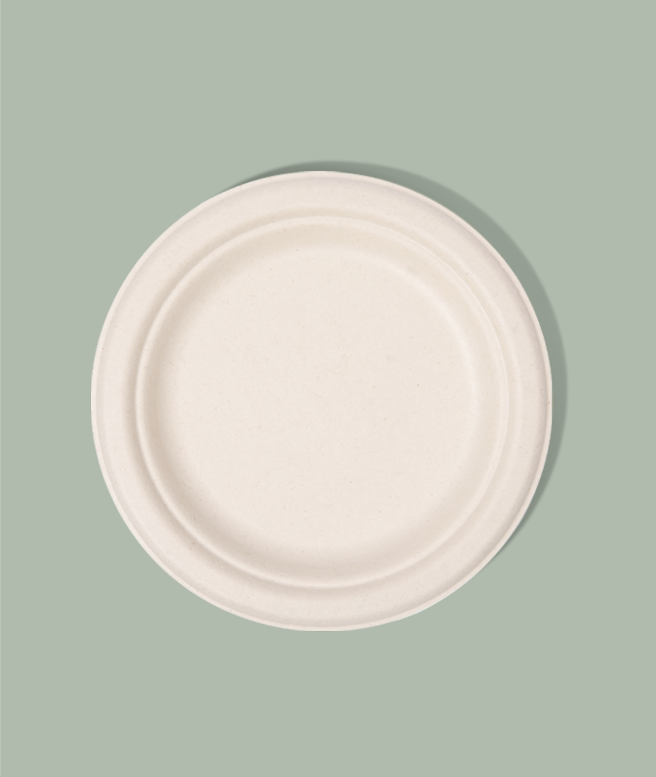 9″ Compostable Round Fiber Plate, PFAS FREE Clarion Collection, 500/Case