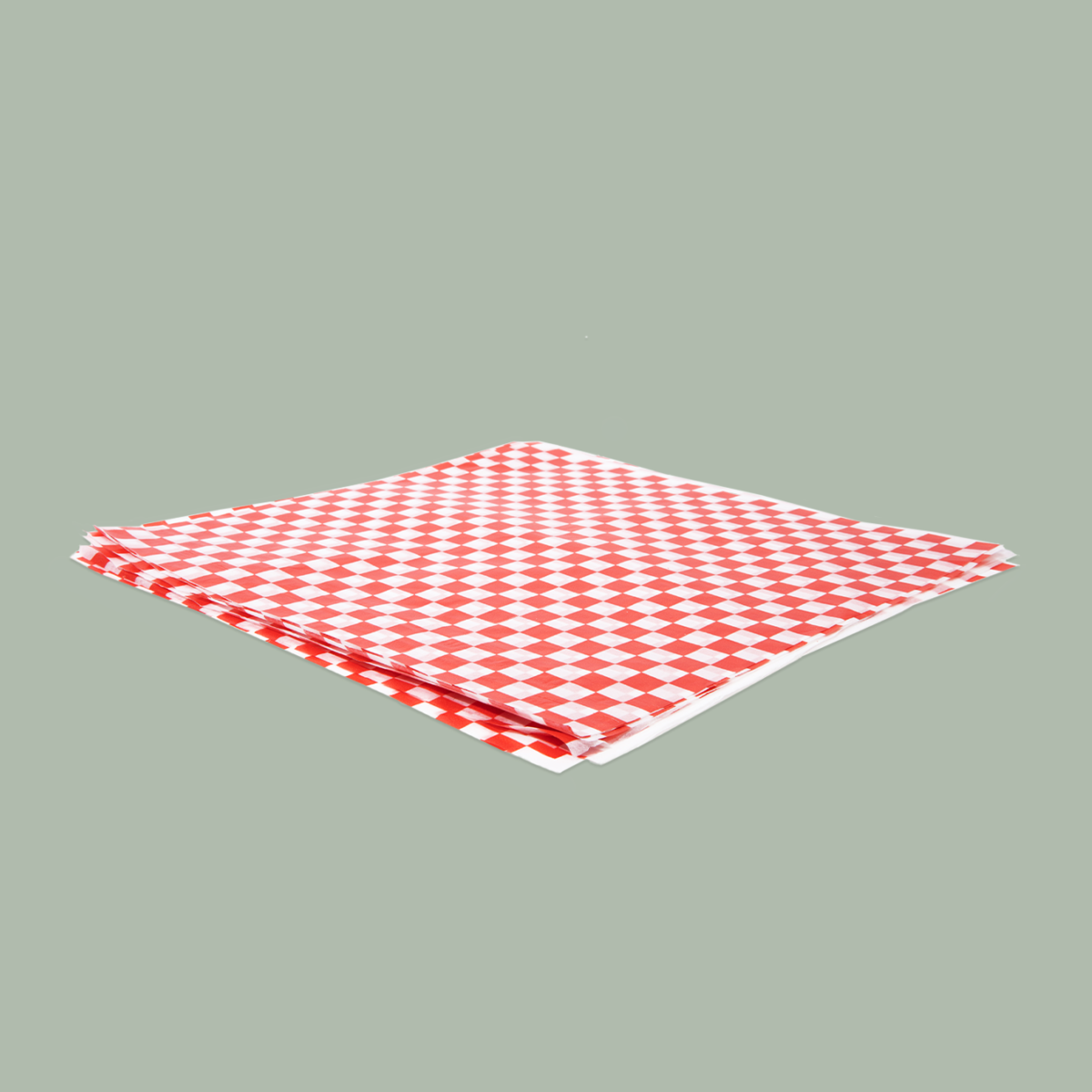 12” x 12” Compostable PLA Mineral Paper – Grease Proof – Red/White Check​, 5,000/cs