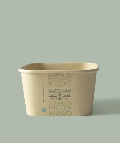 20oz Square Better Bowl, PLA Lined Bamboo Paperboard, Compostable, 400/cs