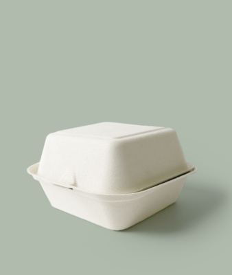 6″ x 6″ Clarion Collection Compostable PFAS Free Fiber Hinged Clamshell, 500/cs