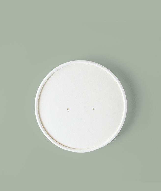 8oz PLA-lined Bleached Paper Food Container Lid (90 mm), 500/cs