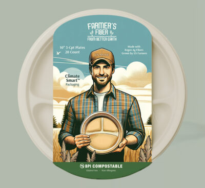 10″ 3 Compartment Round Farmer’s Fiber Plate – 20 Count