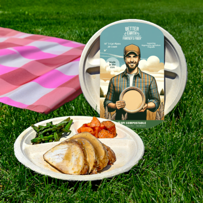 10″ 3 Compartment Round Farmer’s Fiber Plate – 20 Count