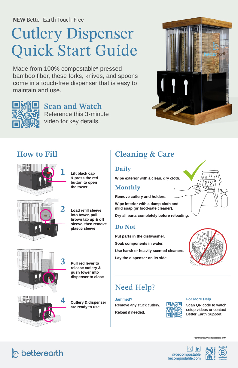 Better Earth Touch Free Cutlery Dispenser Quick Start Guide